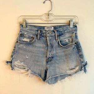AGOLDE Distressed High Rise Denim Shorts Size 23
